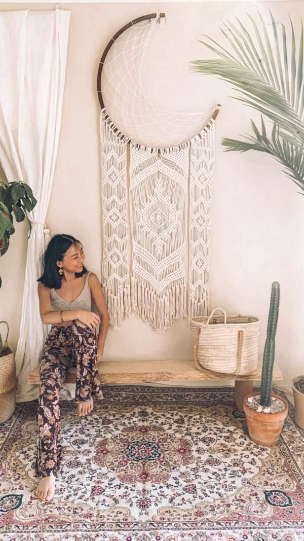 37536290 大型月亮捕夢網編織壁幔 HandMade Bohemian Moon Dreamcatcher