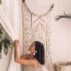 37536297 大型月亮捕夢網編織壁幔 HandMade Bohemian Moon Dreamcatcher