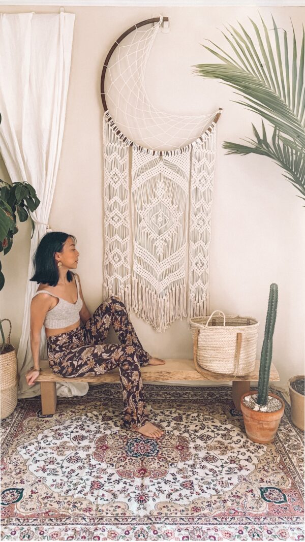 37536302 大型月亮捕夢網編織壁幔 HandMade Bohemian Moon Dreamcatcher