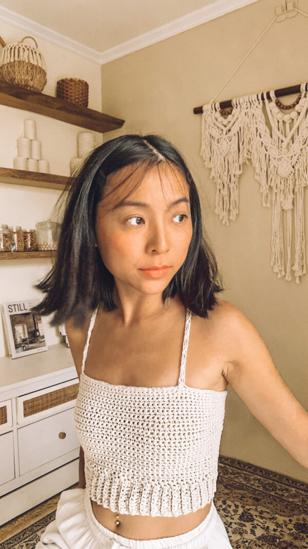 編織後交叉手工衣 Handmade Crop Top