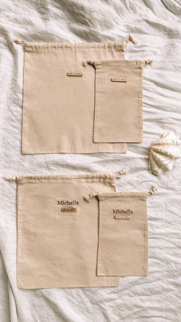 Boho品牌棉麻束口袋 （可客製刺繡姓名）