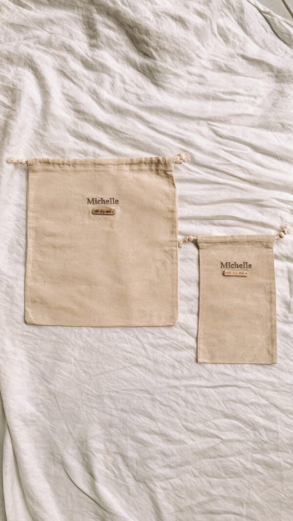 Boho品牌棉麻束口袋 （可客製刺繡姓名）