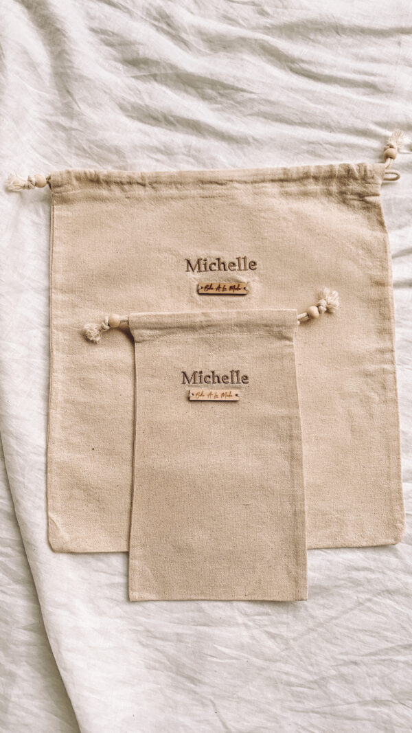 Boho品牌棉麻束口袋 （可客製刺繡姓名）